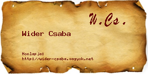 Wider Csaba névjegykártya